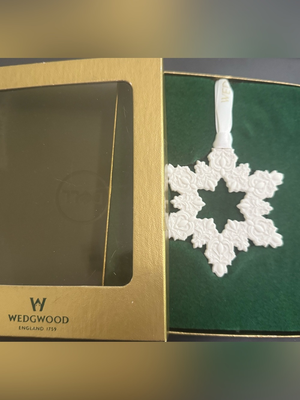 Wedgwood White Jasperware Star Snowflake Christmas Ornament